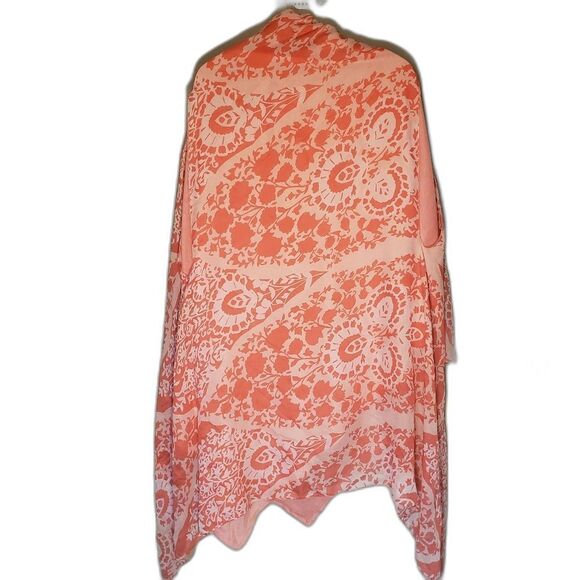 Women’s Boutique 2-Piece Sheer Overlay Top – Orange Tank + Printed Sheer Shirt - Picture 3 of 7